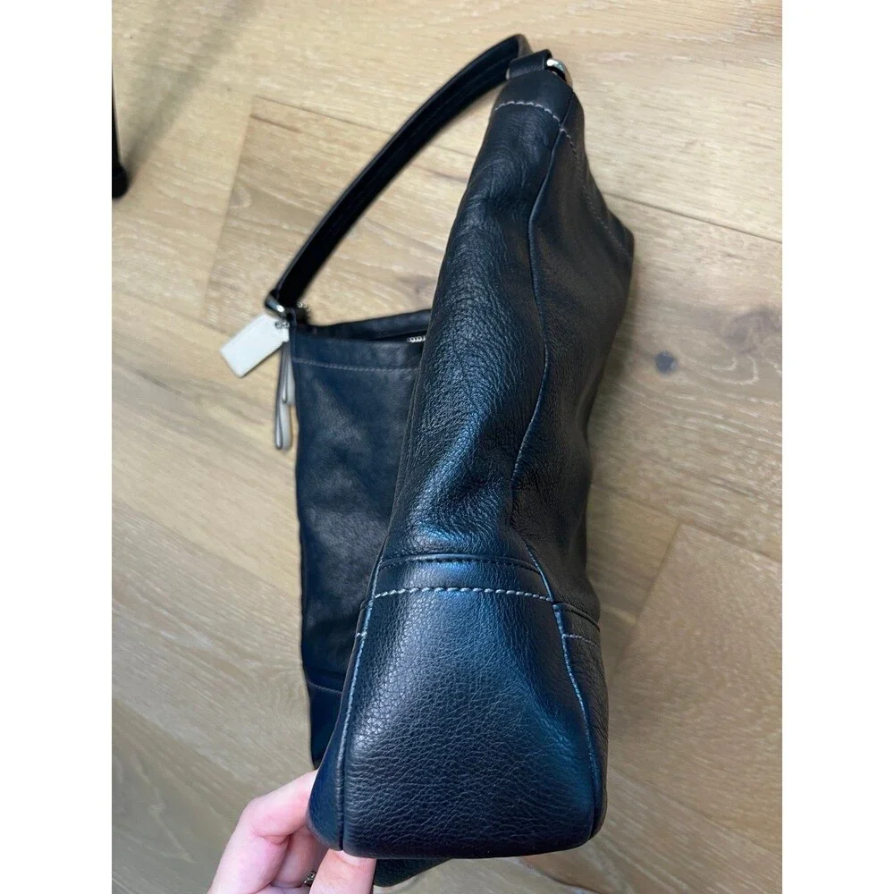 COACH Pebble Black Leather Handbag Shoulder Bag Purse Hoho K1305-F23292 - Picture 10 of 12